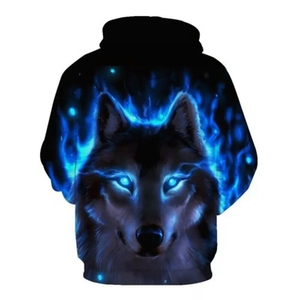 Sudadera con Capucha Holgada de Moda con Estampado Digital 3D de Personaje Animal Lobo, 100% Poliéster, de Secado Rápido para Otoño, Venta al por Mayor - Product Image 3