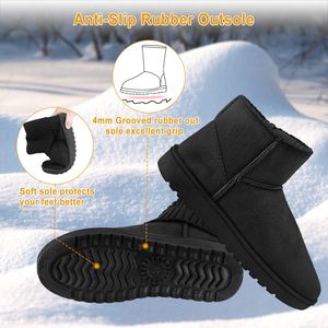 Stivali da Neve da Donna a Metà Polpaccio in Camoscio con Fodera Calda in Peluche Corto, Suola Antiscivolo in Gomma e Design a Maglia - Product Image 5