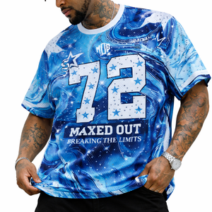 Camiseta de Fútbol Americano con Diseño de Mármol Azul Personalizada al por Mayor, Unisex, Ropa Urbana, Moda de Verano, Suministro al por Mayor OEM, EE. UU. - Product Image 1