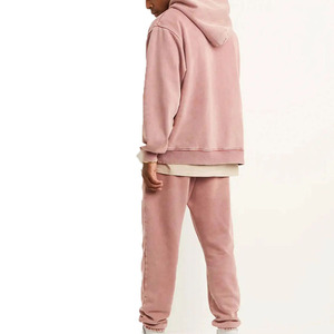 High Quality Plain Dyed Casual Solid Hoodies <b>Men</b> Custom Drawstring Closure Oversized 100% Cotton 2 Pcs - Product Image 4