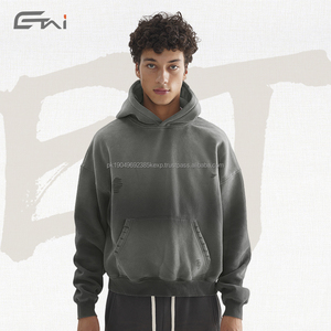 Sudadera con capucha recortada cuadrada de alta calidad, ropa de calle personalizada, Sudadera con capucha de gran tamaño con hombros caídos para hombres - Product Image 5