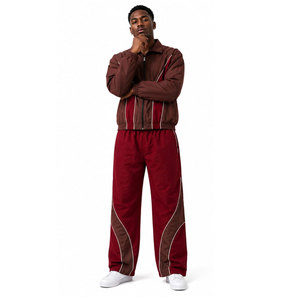Survêtement coupe-vent 2 pièces, veste zippée et pantalon avec bandes réfléchissantes, 100% nylon, logo personnalisé, taille oversize pour homme - Product Image 4