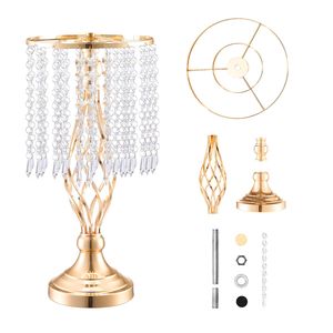 20 Pezzi Supporto per Fiori in Metallo Dorato 43cm/16.9FT, Vaso Centrotavola in Cristallo per Matrimoni, Espositore Floreale per Decorazioni da Tavola - Product Image 1