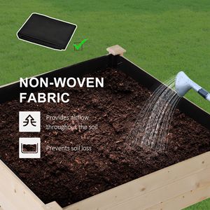 "2-Tier 36x36" Elevated Wooden <b>Planter</b> <b>Box</b> with Shelf for Vegetables Flowers Herbs-Sturdy Fir" - Product Image 5