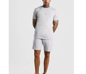 Conjunto de Camiseta y Pantalones Cortos de Verano 2026, Cuello Redondo, 100% Algodón, Estilo Casual, Holgado y Transpirable para Hombre - Product Image 6