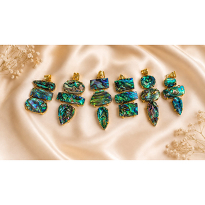 Pendentif double pierre en pierres précieuses naturelles plaqué or avec cristaux pour la fabrication de bijoux et de colliers DIY en gros - Product Image 4