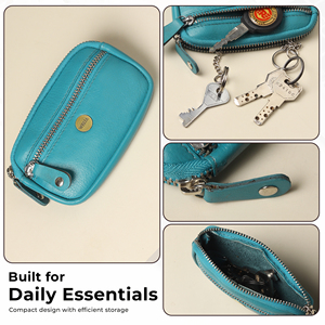 WRIZA Genuine Leather Coin Purse for Women | RFID <b>Mini</b> Wallet with Zipper Key <b>Pouch</b>, Card Holder & Keychain Ring. - Product Image 6