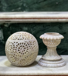 Lampe de chevet artisanale en marbre et pierre savonneuse, sculptée, décoration d'intérieur unique, cadeau bohème, éclairage d'ambiance - Product Image 5