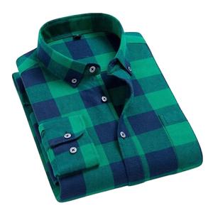 Anti-boulochage Dernier modèle Chemise décontractée en flanelle pour homme Coton de qualité supérieure à manches longues Respirant Qualité d'exportation Service OEM Prix - Product Image 1