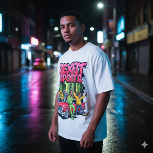 T-shirt pour homme en coton respirant écologique 300g, coupe classique, col rond, épaules tombantes, impression numérique personnalisée avec logo, style streetwear - Product Image 5