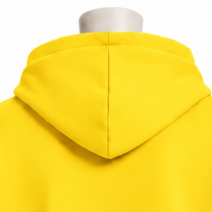 Sweat à capuche jaune double couche vintage oversize à manches superposées, pull décontracté streetwear à épaules tombantes, épais et personnalisé - Product Image 4