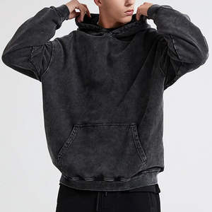 Sudadera con Capucha Extra Grande para Hombre, Estilo Vintage, Color Negro Lavado - Product Image 1