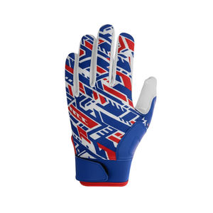 Red Blue White Pattern Outdoor Sports Gloves With Non Slip Palm For Football Use - Product Image 2