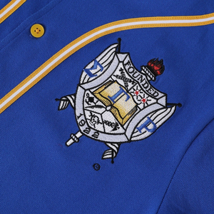 Maillot de baseball SGRHO bleu roi à boutons, manches courtes, fermeture à pression, écusson brodé, lettres grecques, uniforme sportif d'équipe - Product Image 6