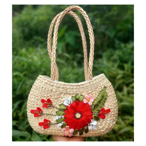 Bolso de Mano Bohemio de Paja con Decoración de Flores de Madera, Ecológico, Bandolera, Mini Bolso de Verano para Mujer - Product Image 2