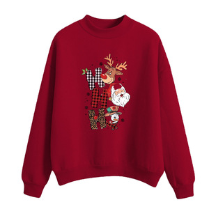 Sweat-shirt de Noël rouge pour homme, col rond, imprimé avec un chapeau de Père Noël et un verre à vin - Product Image 2