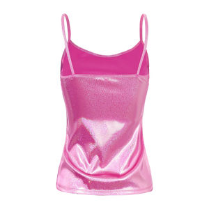 Top Corto de Tirantes Finos con Escote en V para Mujer, Satinado Metálico Brillante, Sexy, para Club, sin Mangas, Estilo Camisola, para Hip Hop y Pole Dance - Product Image 5
