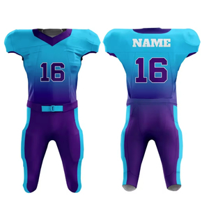Ensemble d'uniformes de football américain personnalisés, noir et bleu, sublimé, numéro 16, maillot sans manches ajusté pour homme, toutes saisons, polyester - Product Image 6