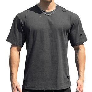 เสื้อยืดแฟชั่นสไตล์ดิสเทรส 100% ผ้าฝ้าย ดีไซน์เรียบง่าย ทันสมัย เหมาะสำหรับใส่ไปยิม เดินทาง และสวมใส่ในชีวิตประจำวัน สไตล์สตรีท น้ำหนักเบา - Product Image 1