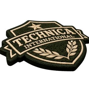 Écusson brodé vert olive Technica International avec étoile et couronne de lauriers pour vestes, sacs, uniformes et vêtements - Product Image 4