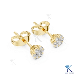 Lab Grown Diamond Floral Cluster <b>Stud</b> Earrings 7 Stone Crown Setting 14K 18K Solid Gold Women's Jewelry Wedding Party - Product Image 5