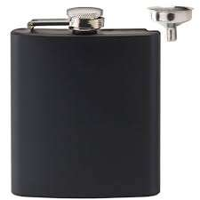 Flacon de poche avec entonnoir 10oz en acier inoxydable noir mat – Bouteille à vodka et whisky la plus vendue - Product Image 3