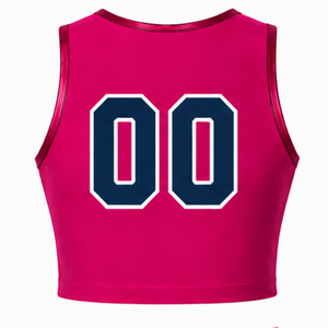 Maillot de cheerleading rose vif sans manches, coupe courte, respirant, uniforme sportif personnalisé pour l'entraînement d'équipe, tenue athlétique de performance - Product Image 2