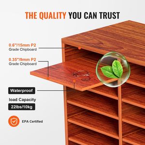 Organisateur de documents en panneaux de fibres à densité moyenne à 27 compartiments, étagères réglables, armoire de classement en bois pour bureau, école, centre de courrier - Product Image 3