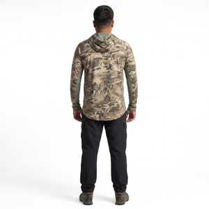 Sun Protection Hooded Merino Camo Long Sleeve Tee for Waterfowl Hunting - Product Image 2