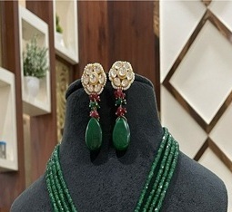 Elegante Juego de Collar y Pendientes de Moissanita y Kundan Chapado en Oro de Latón de Primera Calidad para Compromiso, Boda, Aniversario, Fiesta - Product Image 2