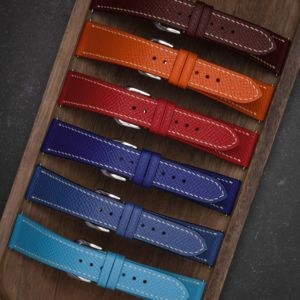 Bracelet de montre en cuir de veau Epsom texturé classique, multicolore, logo personnalisé, taille et longueur sur mesure, production d'atelier d'usine de montres de luxe - Product Image 1