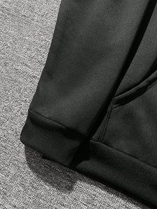 Ensemble sweat à capuche et pantalon de survêtement noir pour homme, imprimé flamme, décontracté, hiver, 100 % coton molletonné respirant, service OEM - Product Image 5