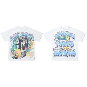 เสื้อยืดแขนสั้นผู้ชายผ้าฝ้าย 100% พิมพ์ลายดิจิตอล ประดับคริสตัล น้ำหนัก 250GSM สไตล์สตรีทแวร์ฤดูร้อน - Product Image 2