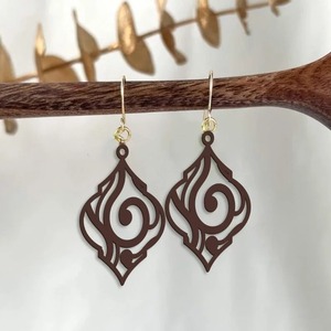 Pendientes clásicos de resina de corte princesa con alas de bambú de madera Joyería clásica para oreja - Product Image 6