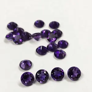 网上购物高品质天然5毫米非洲紫水晶刻面圆形愈合松散宝石批发价格