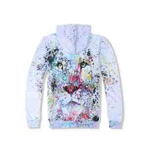 Ensemble de survêtement pour homme imprimé en 3D motif lion, 100 % coton, hiver, style anime, deux pièces (pantalon et sweat à capuche) avec sublimation - Product Image 3