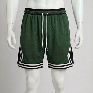 Shorts de basket-ball en maille vert forêt pour hommes, taille élastique avec cordon de serrage, respirant, pour l'entraînement athlétique, streetwear, vêtements de sport d'été - Product Image 1