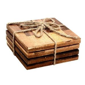 Nuevas llegadas: Posavasos cuadrados de madera de diseño único, de mango y nogal, ecológicos, de lujo, color natural, con logotipo personalizado, precio al por mayor. - Product Image 1