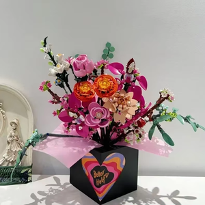 Bouquet de fleurs roses romantiques, ensembles de blocs de construction 10342, compatibles avec les particules Legoed, adaptés aux cadeaux de Noël - Product Image 4