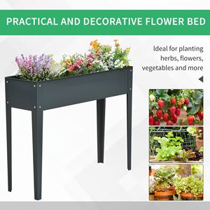 "Sturdy Dark Grey 40" X 12" X 32" Metal Raised Garden <b>Planter</b> <b>Box</b> with Drainage-Durable Outdoor Gardening Solution" - Product Image 5