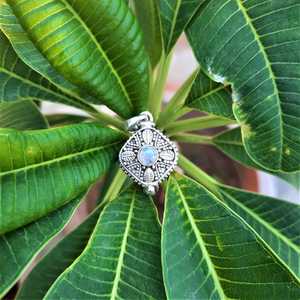 NIKHIL GEMS Natural Moonstone <b>Locket</b> Pendant Handmade Silver Plated Vintage Engagement Unisex Secret Keeper Gemstone - Product Image 2