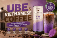 Café Ube al por Mayor, Bebidas de Café Instantáneo Premium de 250 ml, Azúcar Moreno, Dulce, Cafeinado, Alta Calidad, Marca Privada Gratis