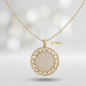 Pendentif géométrique ajouré en or rose avec diamant, en argent sterling, design moderne élégant et luxueux, pour fiançailles et mariage - Product Image 2