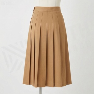 Jupe plissée trapèze pour femme, longueur genou, couleur unie, taille normale, tissu tissé, style toutes saisons - Product Image 2