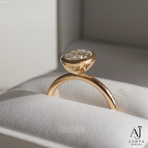 Anillo de Compromiso de Moissanita con Corte Ovalado, Engaste de Bisel, Banda Solitaria en Oro Rosa de 14K, Certificado IGI para Mujer - Product Image 5