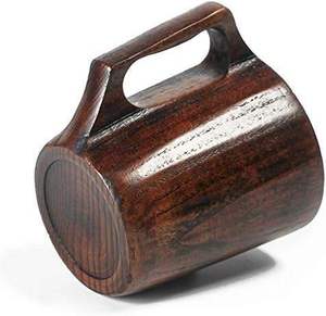 Chope à bière en bois faite à la main avec insert en acier inoxydable, design classique, poignée ergonomique, compatible lave-vaisselle et micro-ondes, motif uni, coffret cadeau pour - Product Image 6