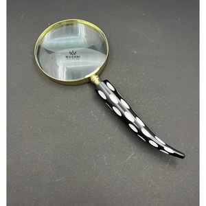 Loupe Polie de Haute Qualité avec Design Antique, Manche en Corne de Buffle Naturelle, Style Artisanat Naturel, Loupe de Lecture en Métal - Product Image 1