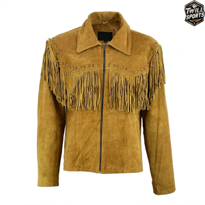 Chaqueta de Motero Personalizada para Hombre con Flecos, Cuero Genuino de Piel de Oveja, Corte Ajustado, Estilo Cafe Racer, Acolchado, OEM, Venta al Por Mayor - Product Image 1