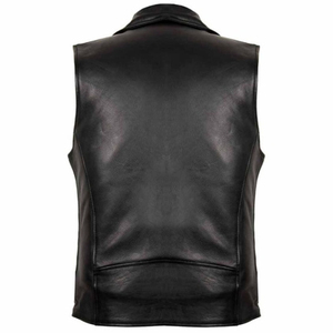 Chaleco de Motociclista de Cuero Genuino para Hombre, Cuello en V, Botones Cubiertos, Largo Regular, Color Sólido, Transpirable, Ecológico, Ropa Exterior Informal de Invierno - Product Image 3