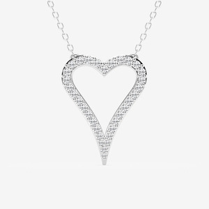 Collar con Colgante de Corazón Abierto en Oro Blanco con Diamante Cultivado en Laboratorio - Product Image 1